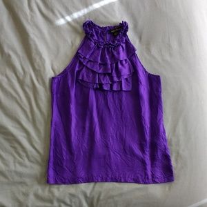 Purple ruffle 💯 silk top